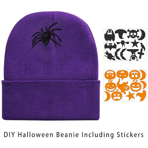 Slouchy Knit Beanie Hat - Soft Winter Cuffed Cap for Men & Women - Dark Purple