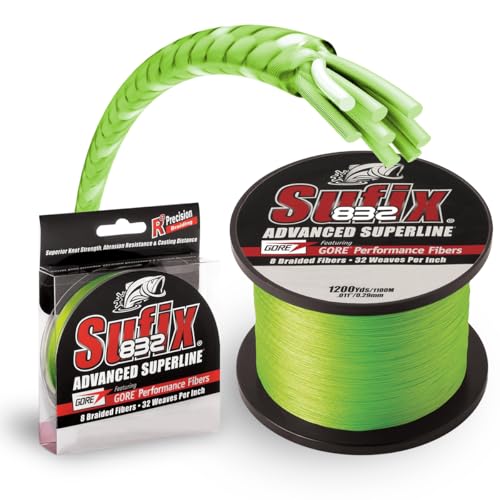 Sufix 832 Advanced Superline Braid - 300 Yards, Neon Lime, 30 lb