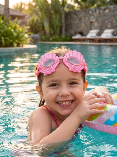 Youth Mermaid-Inspired Swim Goggles - Pink, Anti-Fog, UV Protection