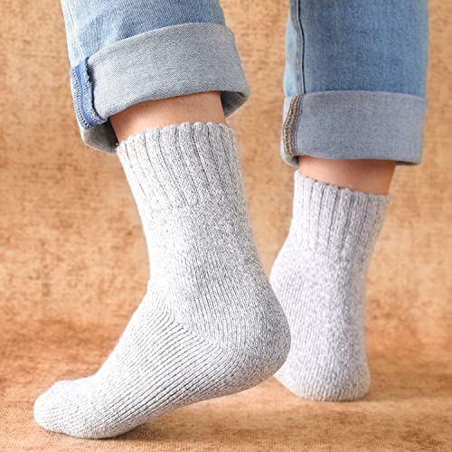 Thick Wool Socks for Women - 5 Pairs Cozy Hiking Boot Crew Socks