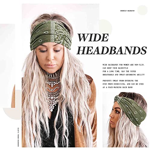 Acenail Wide Headbands Women Knotted Turban Headband Elastic Non Slip