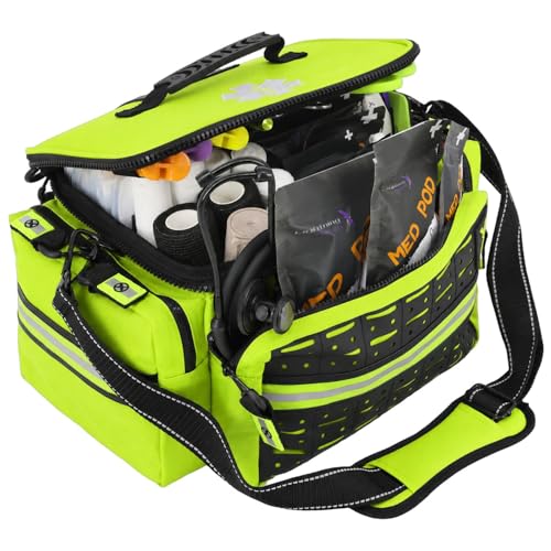 Mid-Sized First Responder EMT Bag with 248+ Supplies - Fluorescent Yellow