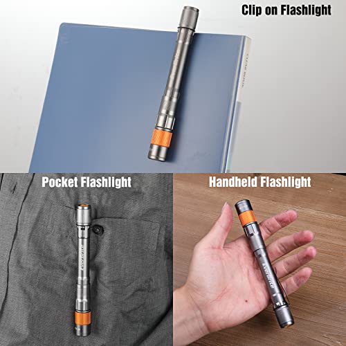EverBrite Rechargeable Pen Light Gray 300 Lumens Zoomable EDC Flashlight