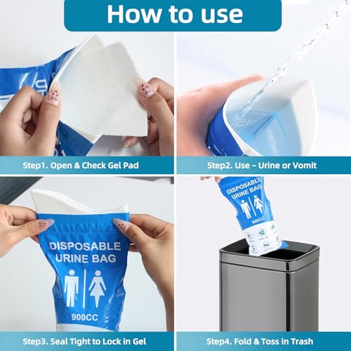 12 Disposable Urine Bags - 900ml Leak-Proof Portable Urinals