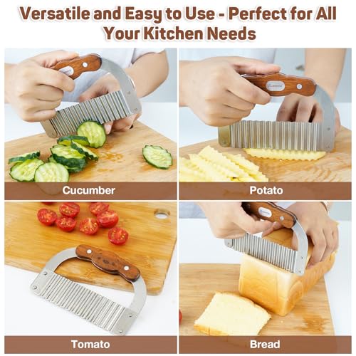 Bear-Shaped Kids Safe Wave Knife with Rosewood Handle, 420J2 Stainless Steel