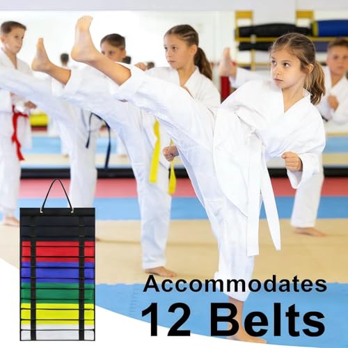 Karate Belt Display Rack - Holds 12 Martial Arts Belts