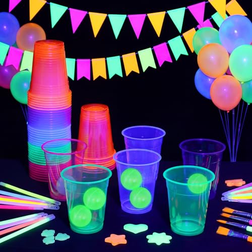 Glow in the Dark Cups and Balls Set - 32 Pcs Multicolor