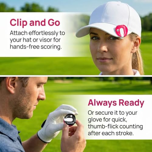 Golf Score Counter - Mini Stroke Tracker with Clip - Pink Tones