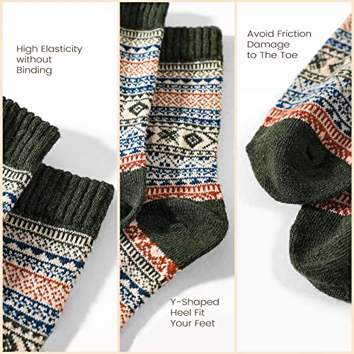 Warm Wool Socks for Women - Nordic Style - One Size, 5 Pairs