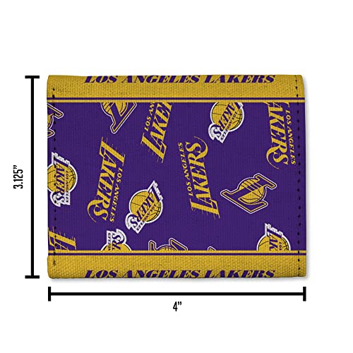 Los Angeles Lakers Canvas Trifold Wallet - Genuine Leather