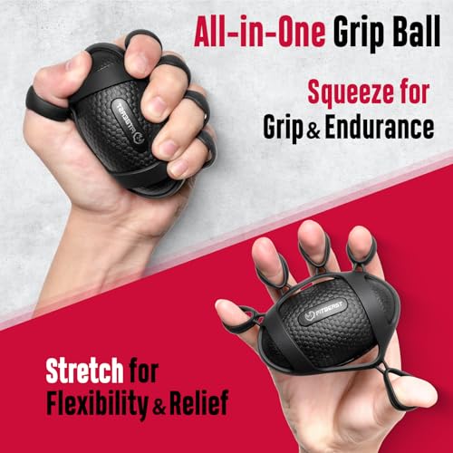 Grip Strength Trainer Kit - 6 Pack Adjustable Resistance - Black