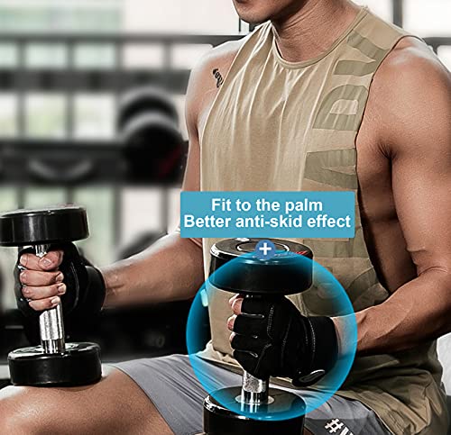 Workout Gloves with Wrist Wraps for Men - Black, Large