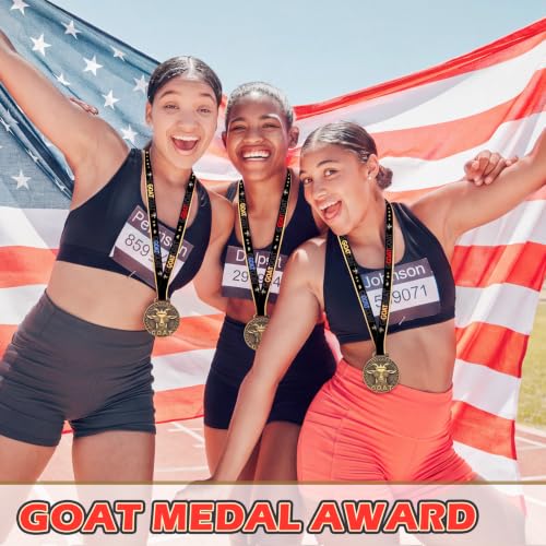 Goat Design Award Medals with Ribbon - 12 Pack Sports Prizes