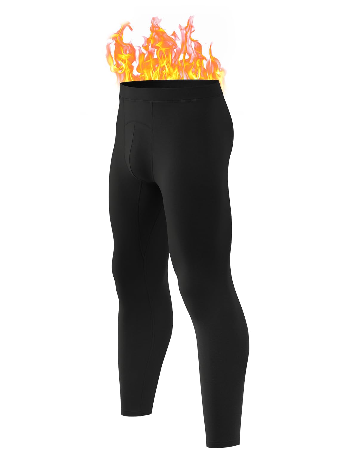 gagli Thermal Underwear Bottoms for Men, Thermo Pants Fleece Lined Leggings Soft Warm Base Layer - Lightweight Long Johns for Cold Weather Black