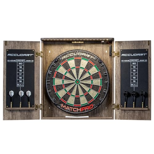 Regulation 18" Sisal Dartboard Cabinet Set with LED Lighting