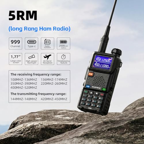 Baofeng UV-5RM Ham Radio Handheld Walkie Talkie Black - Long Range Two-Way Radio
