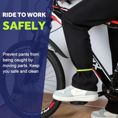 Reflective Cycling Pants Clips - 4 Pieces, Green