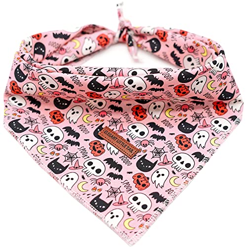 Halloween Pumpkin Dog Bandana - Washable Cotton Puppy Scarf - Large
