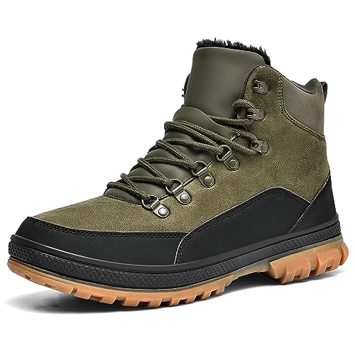 Wondamo Men’s Snow Boots Green/Black 12 Lightweight Waterproof Winter Boots