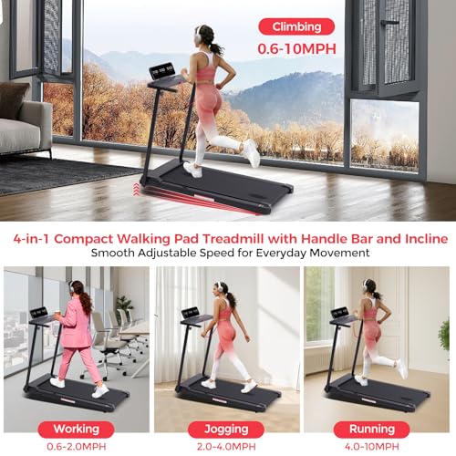 Compact Portable Treadmill with Handle Bar - 3.5HP, Black-1