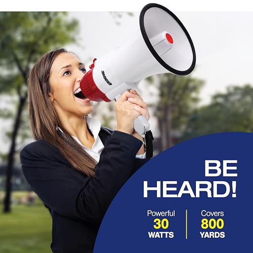 Portable Megaphone Bullhorn with Siren - Battery Operated