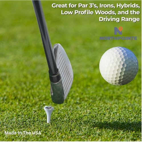 1 ½” Plastic Golf Tees - High Visibility White - Pack of 50 - Made in USA