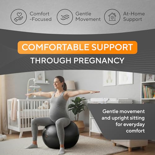 Yoga Exercise Ball – Anti-Burst Stability Ball - Black, L (5'4" - 5'10")