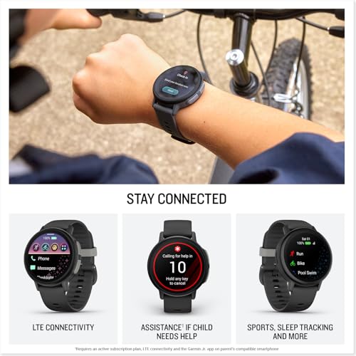 Garmin Bounce 2 Kids Smartwatch - Slate Gray, Two-Way Calling & Tracking