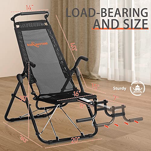 Core & Ab Lounge Workout Chair for Full Body Fitness - Black