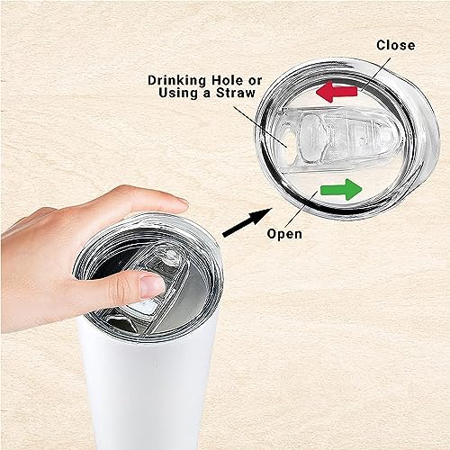 20 oz Skinny Tumbler Replacement Lid - Spill Proof Sliding Lid, 2 Pack