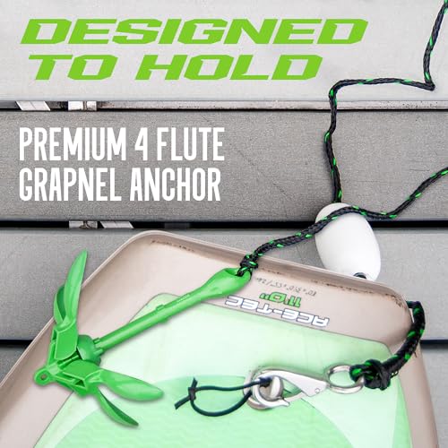 Kayak Anchor Kit 3.5 lb Folding Grapnel Anchor with 25 ft Rope, Green