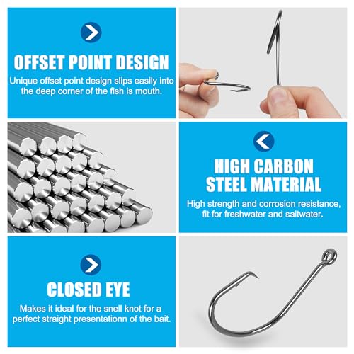 Offset Circle Hooks for Saltwater Fishing - 120pcs Size 6#