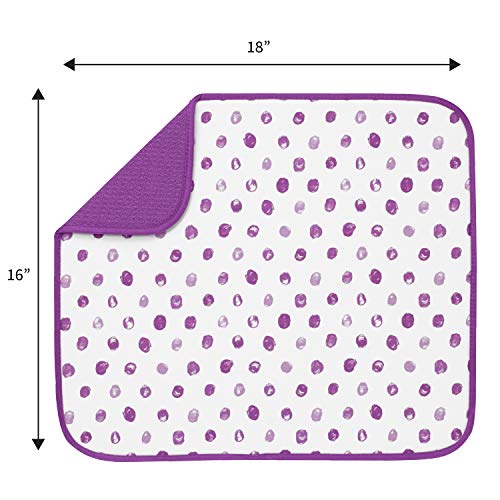 Microfiber Dish Drying Mat - Absorbent & Reversible, 16x18 in, Paint Dots