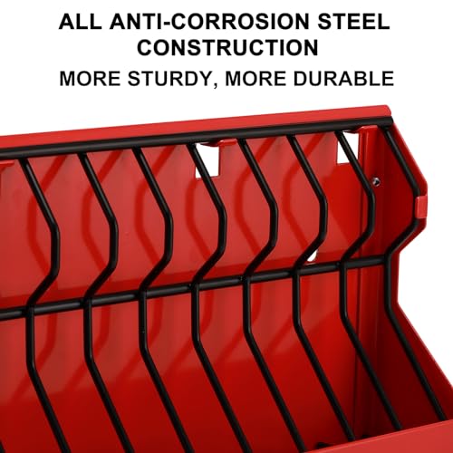 Mayouko 11 Slots Pliers Rack Organizer Holder, For Standard & Wide Pliers, All Steel, Fits in Toolbox Drawer, Chest, Pegboard, Tilt Feature, 11 Slots x 0.92"