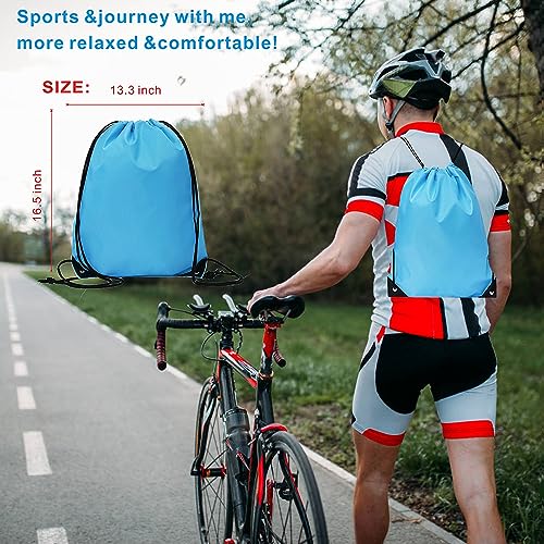 Sky Blue Drawstring Backpack Bulk 20 Pcs Gym Sports Travel Cinch Bags