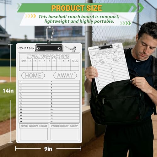 Baseball Coaches Clipboard - Double-Sided Dry Erase Whiteboard with Marker - White