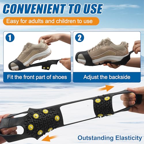 Ice Cleats Snow Traction Crampons for Shoes & Boots - X-Large (10-12.5 Men / 11.5-14 Women)