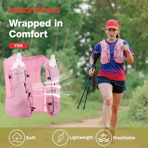 HIGH EXPERIENCE Women's Pink 5L Lightweight Hydration Running Vest