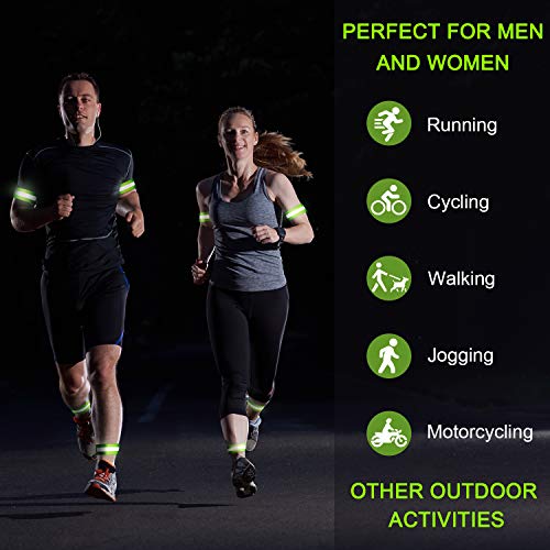 High Visibility Reflective Bands for Running - Green, 8 Pieces