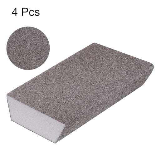 HARFINGTON 4pcs Sanding Sponge Blocks 400-500 Grit Sanding Sponge with Angled Edge 4"x2.8"x1", Washable and Reusable Foam Sanding Block for Polishing Kitchen Metal Wood Drywall Home