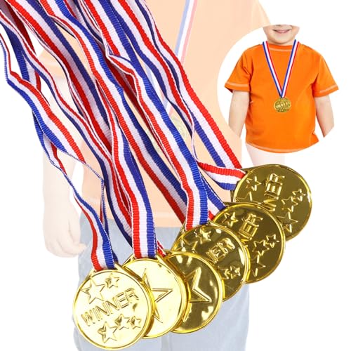 30PCS Gold Winner Medals with Ribbons - Plastic Award Medals