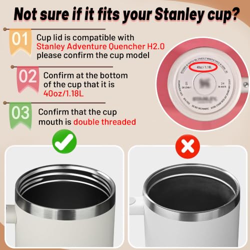 40 oz Tumbler Lid Replacement for Stanley Cup - Clear-White