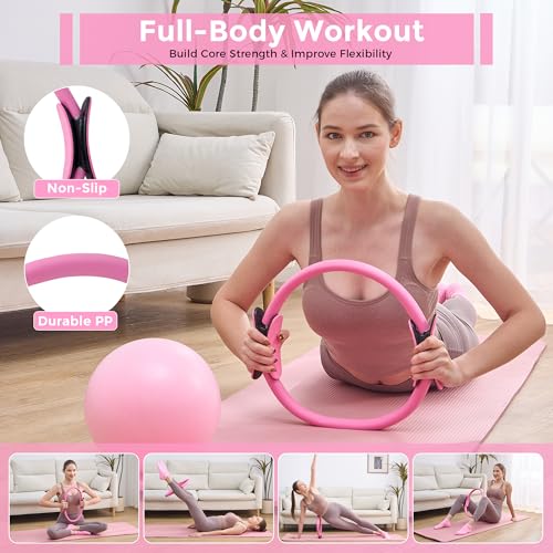 Complete 13-Piece Home Pilates Kit - Pink Essentials Set