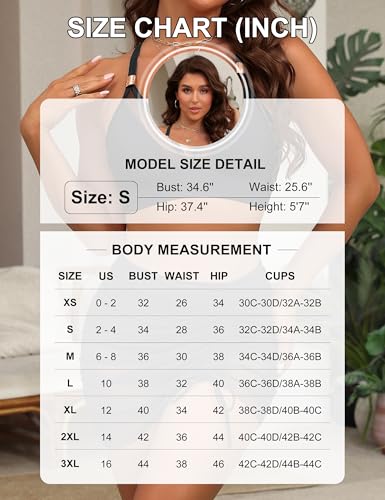 Blooming Jelly Women's High Waisted Bikini Sets Black Medium Tummy Control Swimsuit