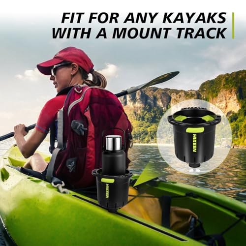 Hikeen 1Pack Multi-Functional Kayak Cup Holder with Rubber Tab & Track Mount
