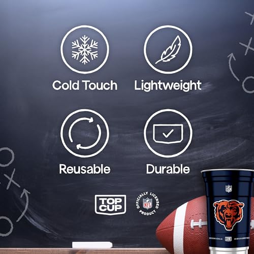 NFL Chicago Bears Aluminum Party Cups, 20oz, 20 Count - Reusable & Durable