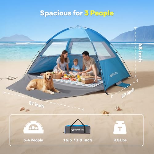 Beach Tent Sun Shelter for 3-8 Persons, UPF 50+ UV Protection