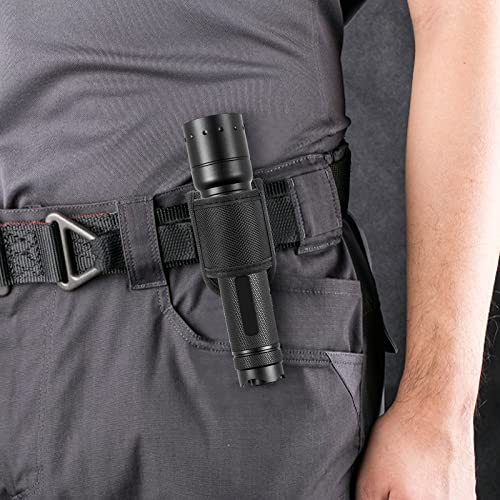 Flashlight Holster for Duty Belt - Nylon Compact Light Holder - Black 1 Pack