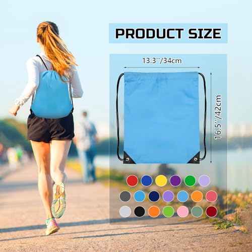 Bulk Drawstring Backpack Set - 6 Lightweight Cinch Sacks, 16.5"x13.4"