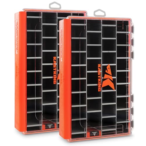 KastKing HyperSeal 3700 Deep Waterproof Tackle Box (2-Pack) with 33 Adjustable Dividers